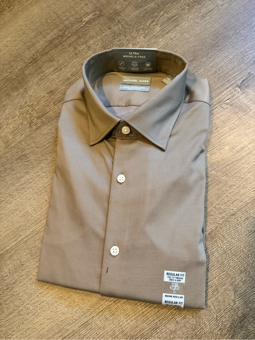 Michael Kors Men’s Dress Shirt in Taupe Brown